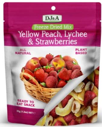 DJ&A Freeze Dried - Yellow Peach, Lychee & Strawberries 35g