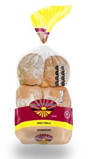 Healthybake ROLLS - Spelt White Sourdough (6pk)