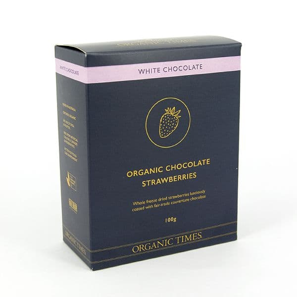 Organic Times White Choc Coated - Strawberry